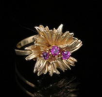 Appraisal: A Ladies' Gold Ruby Ring k yellow gold ring with