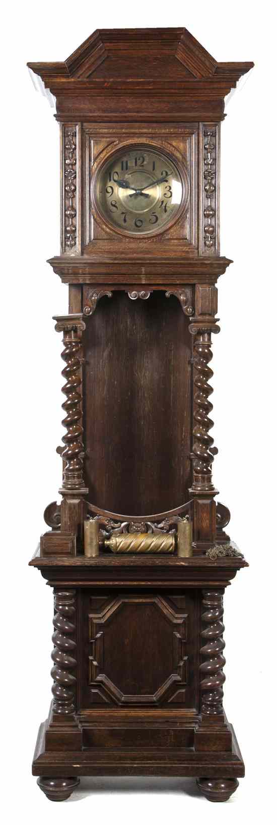 Appraisal: A Jacobean Style Carved Oak Tall Case Clock having a