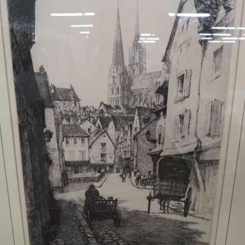 Appraisal: Charles La Rue Du Boies etching city scene with Notre