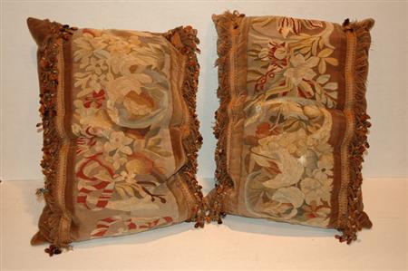 Appraisal: Two Tapestry Upholstered Throw Pillows Estimate -