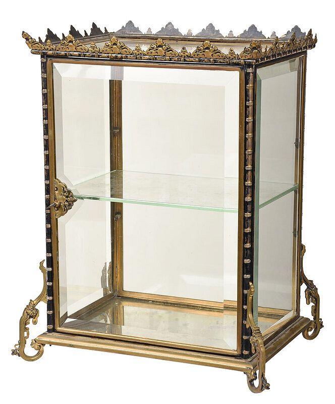 Appraisal: Gilt Bronze and Glass Paneled Tabletop Vitrine British th th