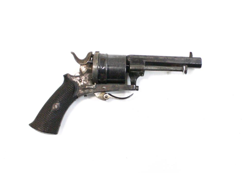 Appraisal: ANTIQUE BELGIAN DOUBLE ACTION REVOLVER centerfire caliber barrel blued finish