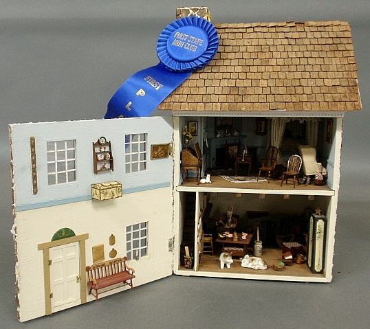 Appraisal: - Miniature stone cottage with wood shingle roof scale with