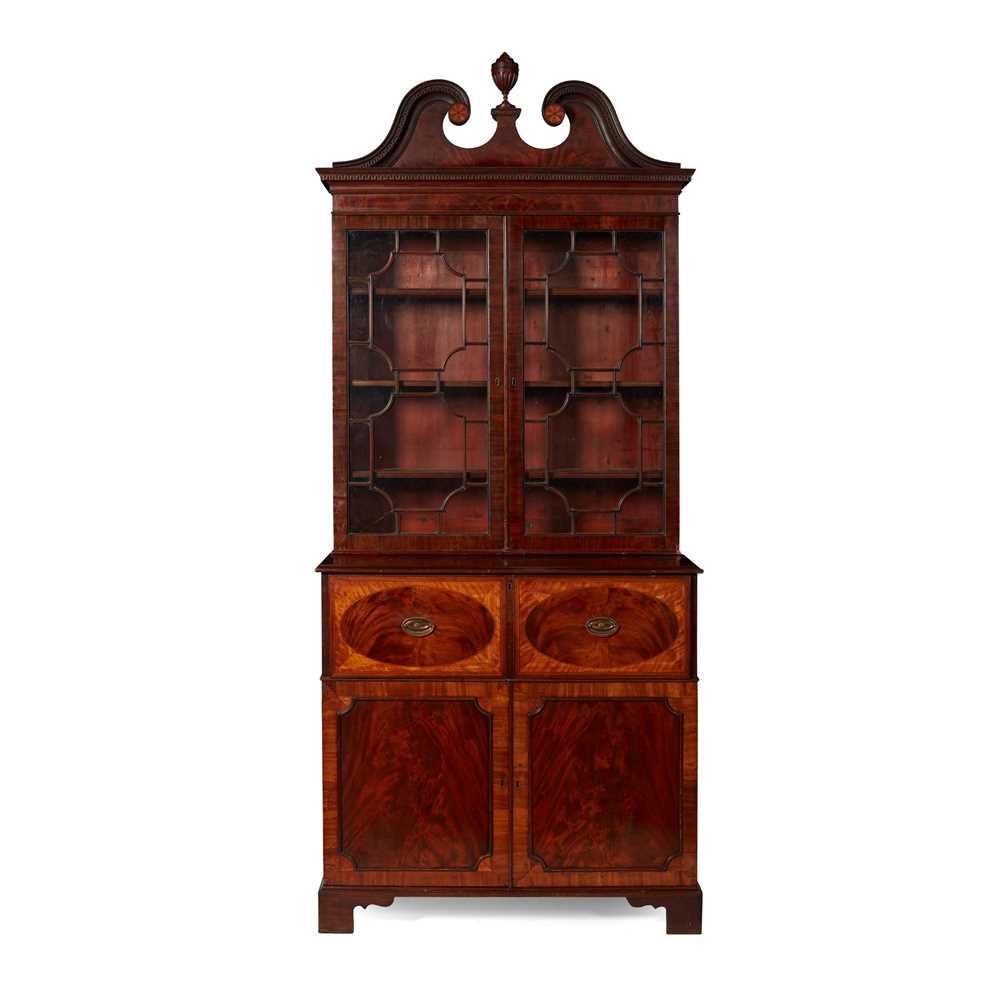 Appraisal: GEORGE III MAHOGANY SECRETAIRE BOOKCASE CABINET LATE TH CENTURY THE