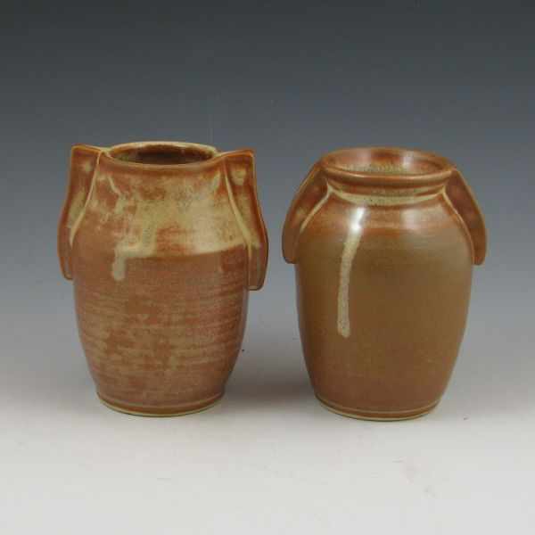 Appraisal: Two Seiz stoneware matte brown vases Both marked Seiz with