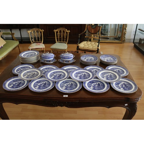 Appraisal: Part service of antique willow pattern blue white plates with