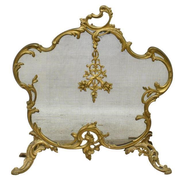 Appraisal: French Louis XV style bronze firescreen late th c scrolling