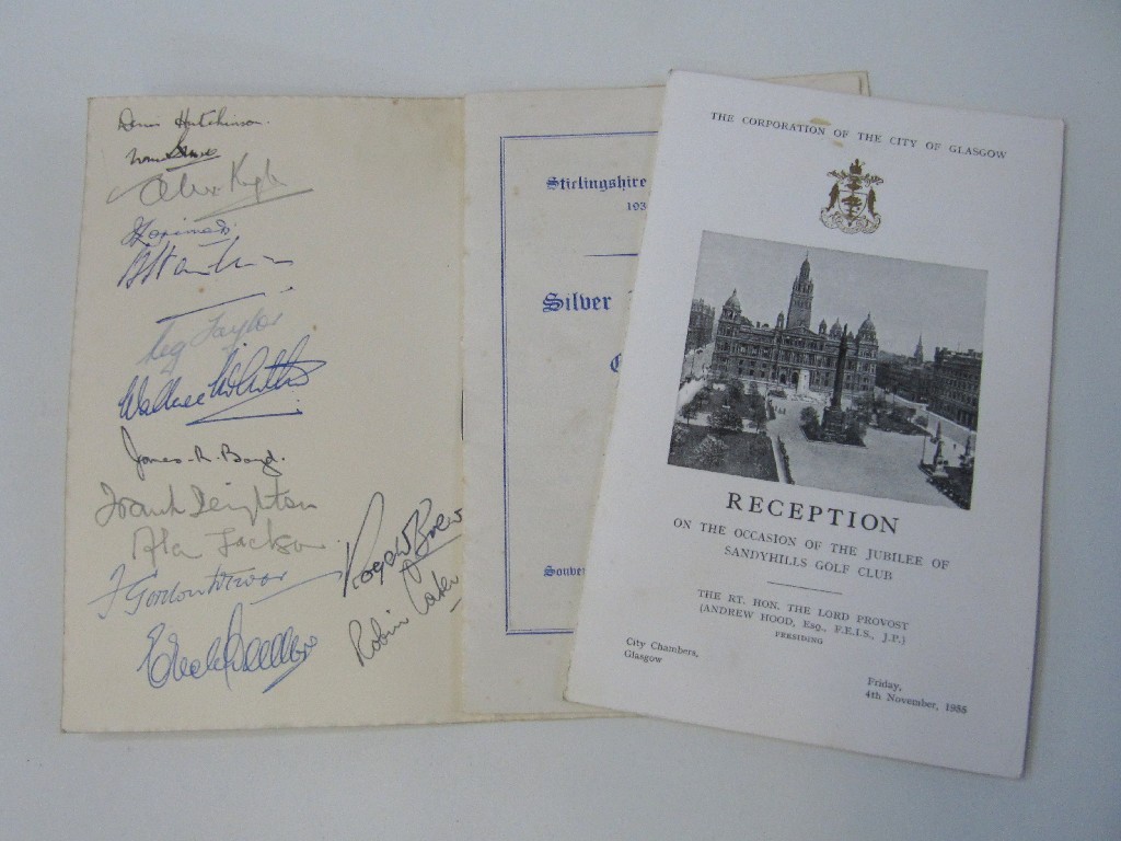 Appraisal: Lot comprising signed menu from the after match dinner for