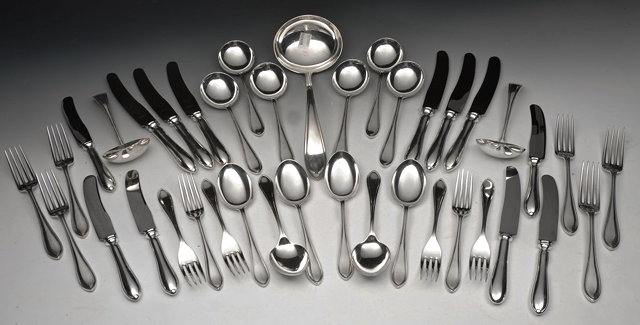 Appraisal: A SUITE OF SILVER CUTLERY comprising six place setting dinner