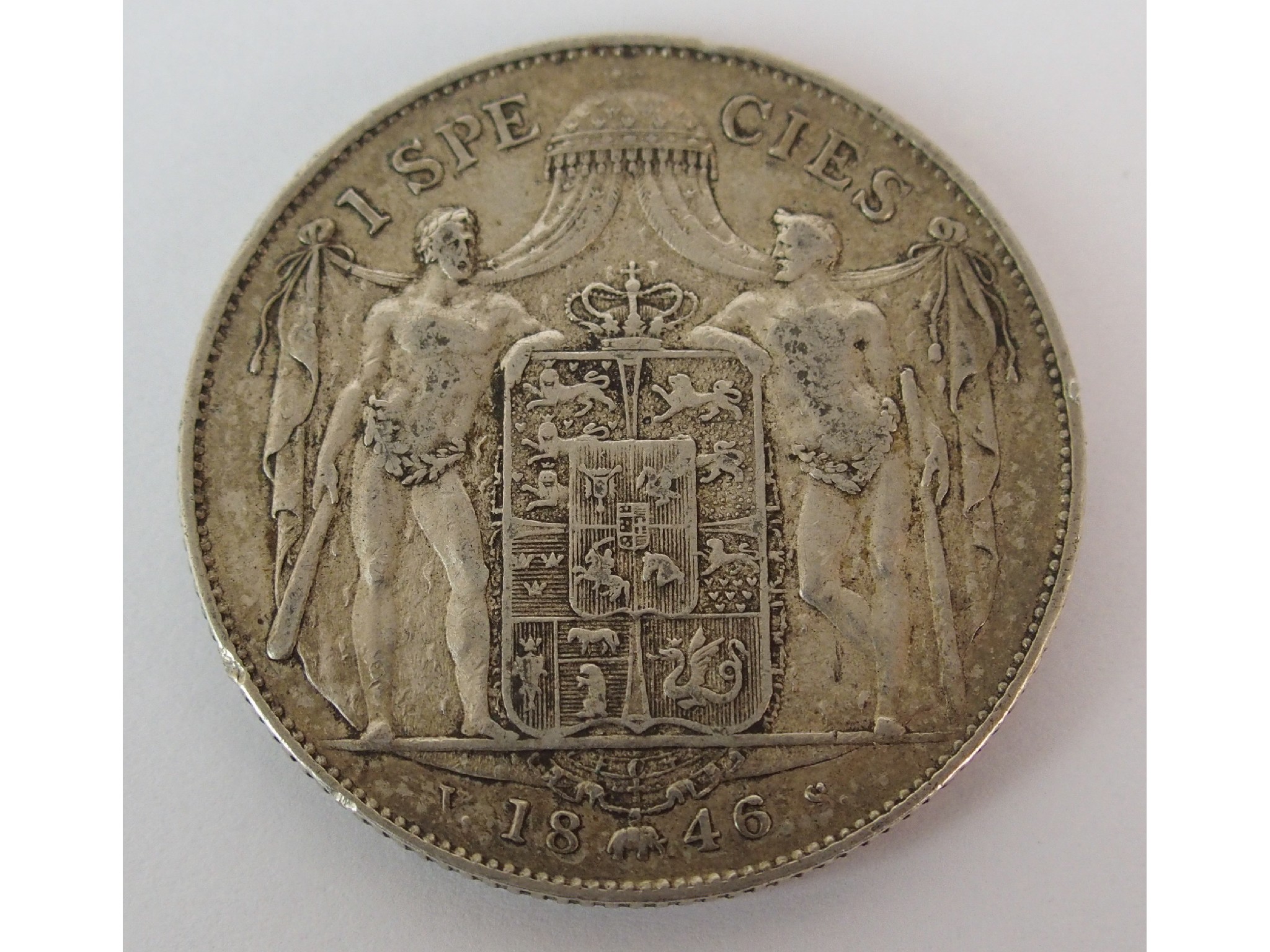 Appraisal: Denmark silver speciedalerOBV Christian VIII facing left Rev crowned and