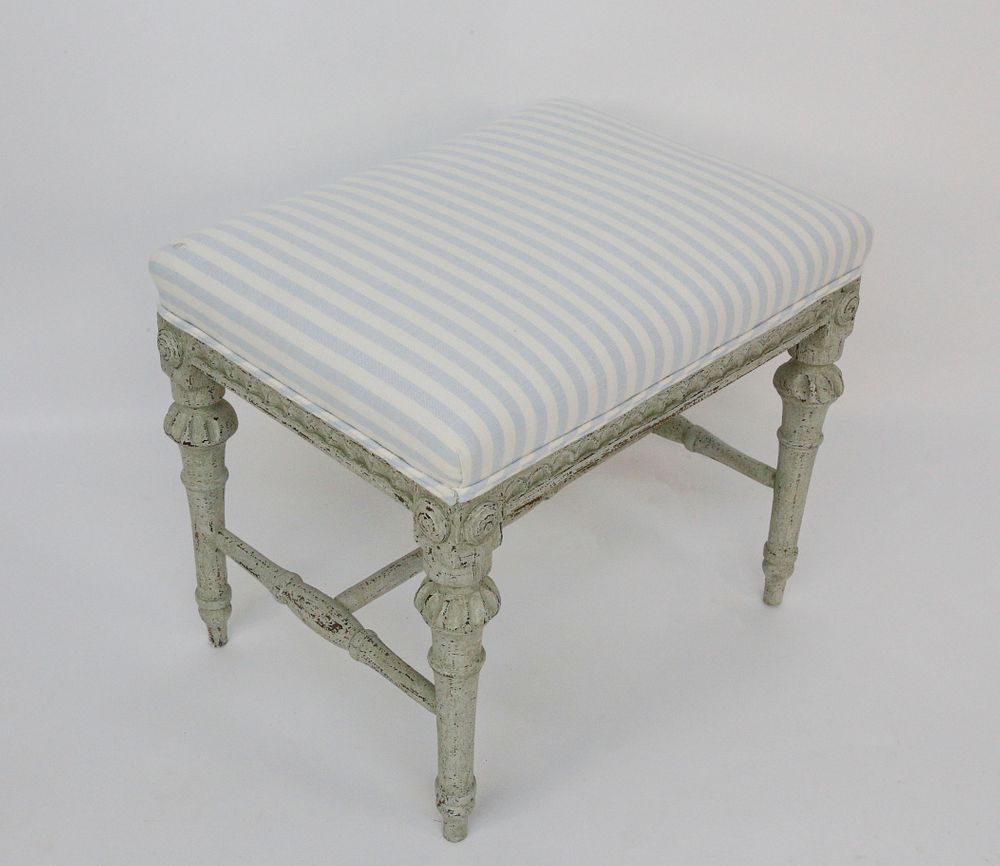 Appraisal: Louis XIV Style Upholstered Stool th Century Louis XIV Style