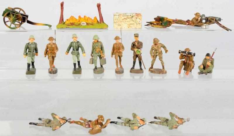 Appraisal: Elastolin Lineol Army Troops Small lot of various soldiers Two