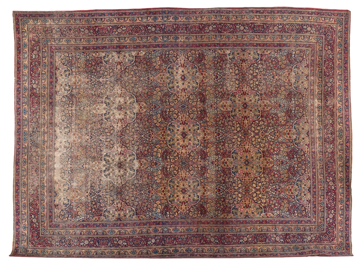 Appraisal: LAVAR KIRMAN CARPET SOUTHEAST PERSIA CIRCA The deep indigo field