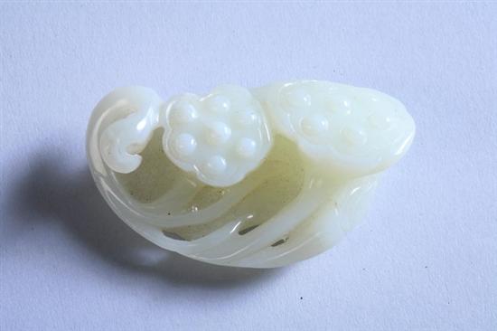 Appraisal: CHINESE WHITE JADE CARVING OF LOTUS - in long Good