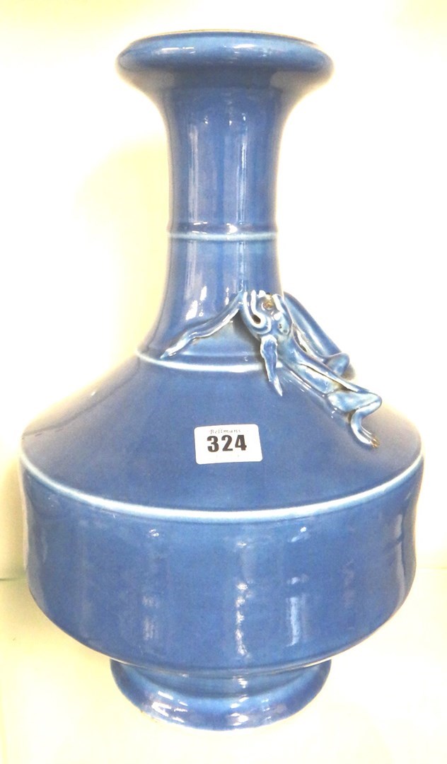 Appraisal: A Chinese blue glazed porcelain vase th th century cylindrical