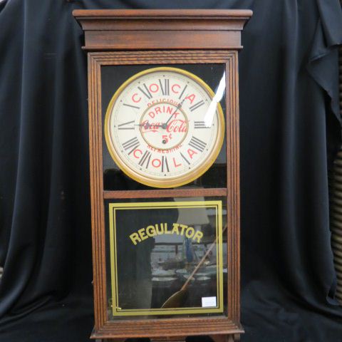 Appraisal: Sessions Oak Store Regulator Wall Clock Coca-Cola dial circa X