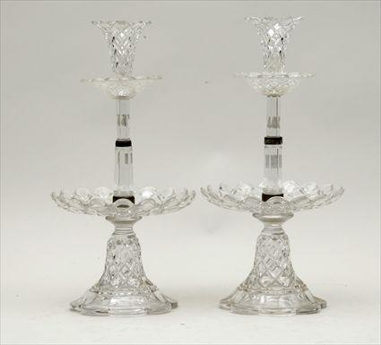 Appraisal: Pair of Pressed Glass Three-Tier Stands in in diam