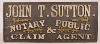 Appraisal: Antique Relief Carved Hardwood Single-sided Trade Sign John T Sutton