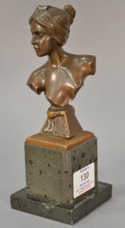 Appraisal: Emmanuel Villanis - bronze bust Diane marked on shoulder E