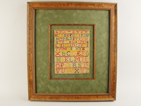 Appraisal: An th C Pennsylvania Amish Sampler having colorful alphabets stitched