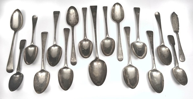 Appraisal: A COLLECTION OF MISCELLANEOUS SILVER WARES mostly spoons in the