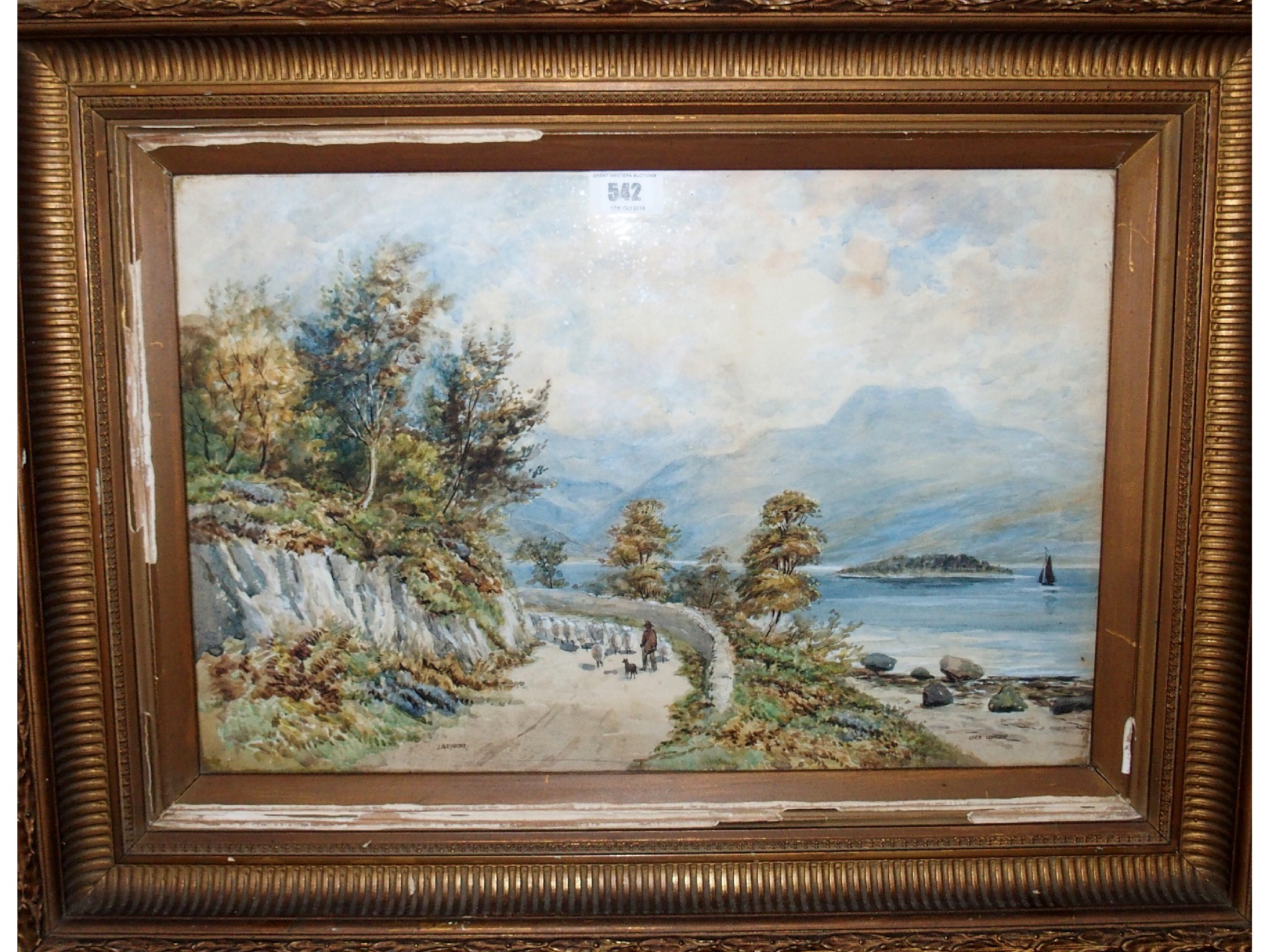 Appraisal: J ALEXANDER A lochside view signed watercolour