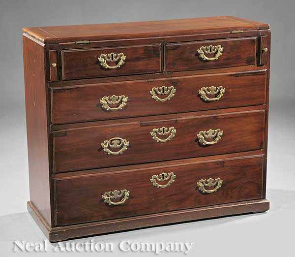 Appraisal: A George III Mahogany Bachelor's Chest foldover top inset with