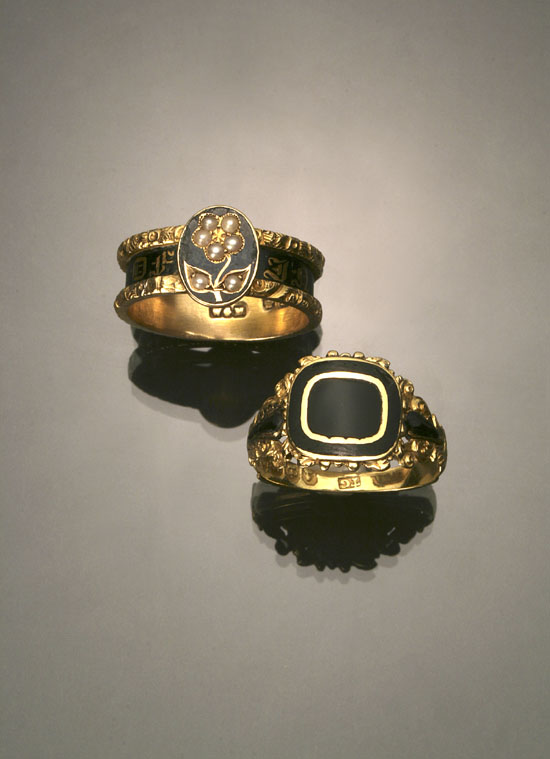 Appraisal: Two Victorian -Karat Yellow-Gold Mourning Rings Mid th Century One