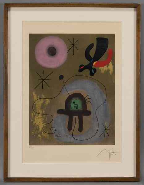 Appraisal: After Joan Miro ''Mauve de la Lune'' offset colorlithograph Signed