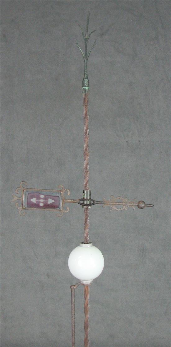 Appraisal: Iron Copper Weathervane Lightning Rod Circa Copper forked finial Vane