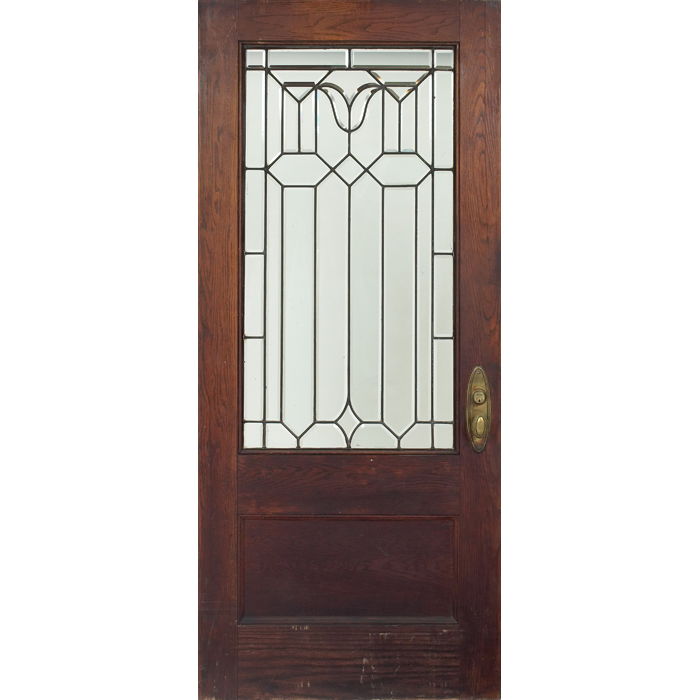 Appraisal: Arts and Crafts period door leaded glass with clear beveled