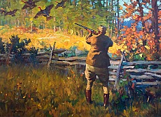 Appraisal: Frank Hoffman Wild Turkey Hunteroil on canvas x in