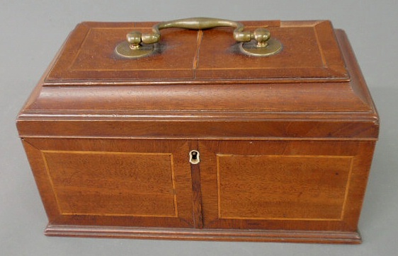 Appraisal: George III tea caddy inlaid mahogany h x w x