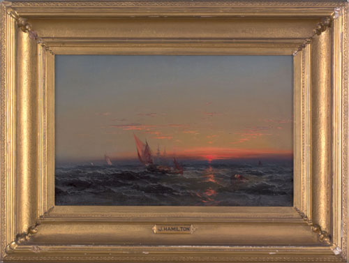 Appraisal: Attributed James Hamilton American - oil on canvas seascape with