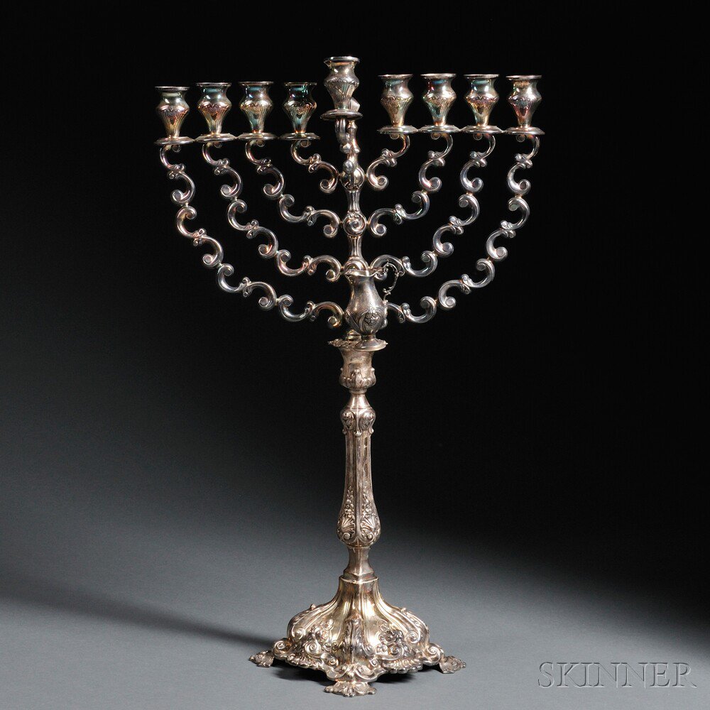 Appraisal: Hazorfim Sterling Hanukkah Lamp Israel second half th century row