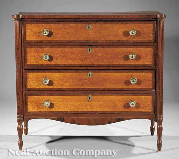 Appraisal: An American Late Federal Mahogany and Birdseye Maple Chest of