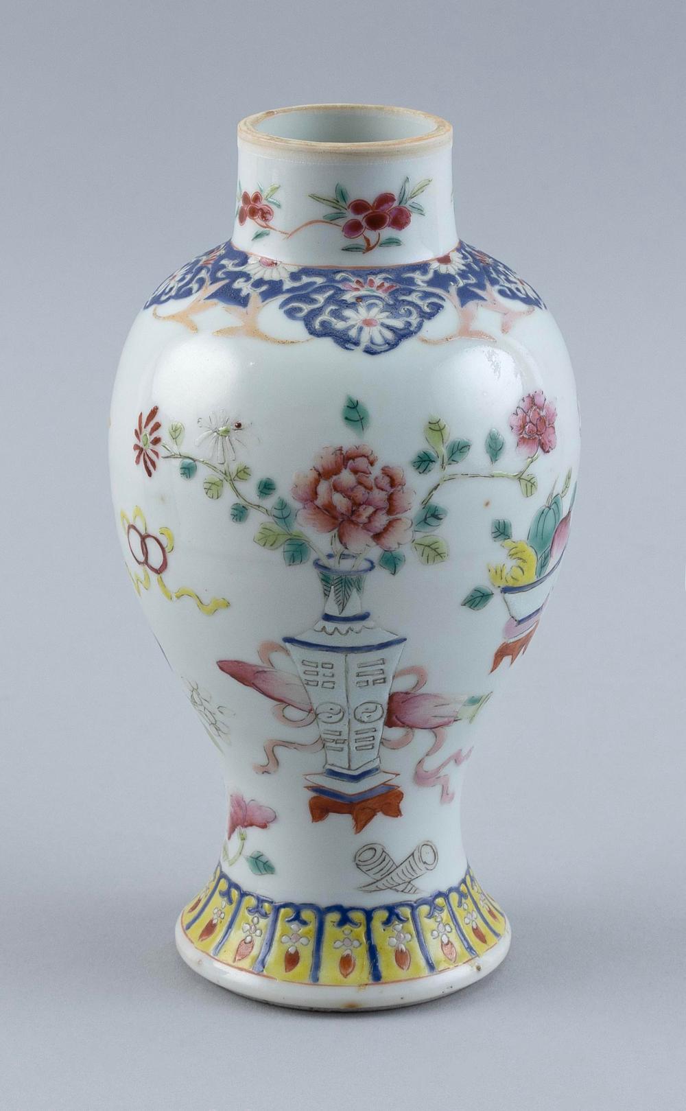 Appraisal: CHINESE FAMILLE ROSE PORCELAIN BALUSTER VASE TH CENTURY HEIGHT CHINESE