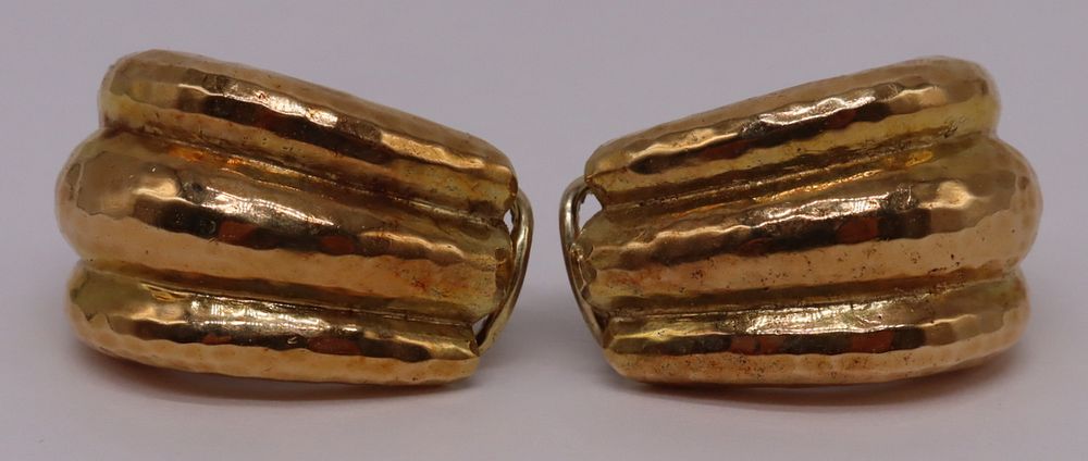 Appraisal: JEWELRY Pair of Handhammered kt Gold Ear Clips In the