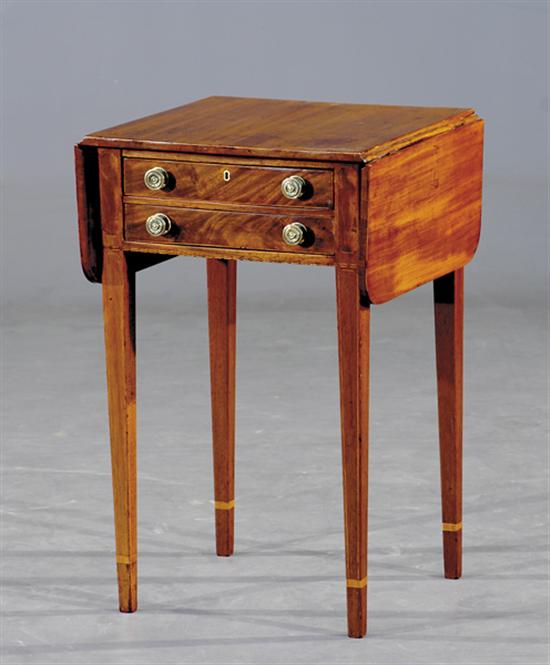 Appraisal: American Hepplewhite inlaid mahogany work table circa rectangular top having