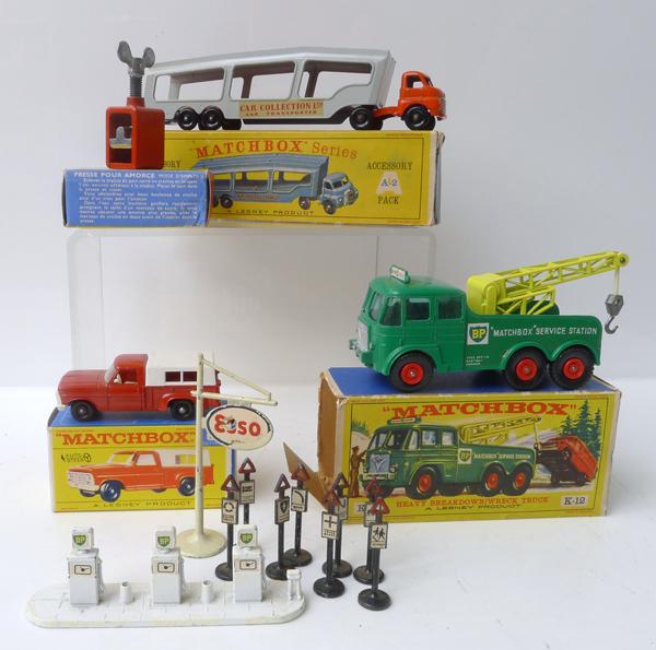 Appraisal: COLLECTION OF LESNEY MATCHBOX MODELS INCLUDING A ARTICULATED -CAR TRANSPORTER