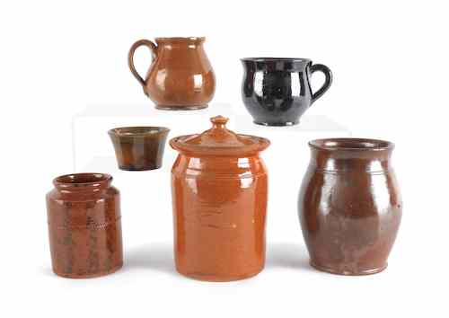 Appraisal: Six pieces of redware th c tallest -