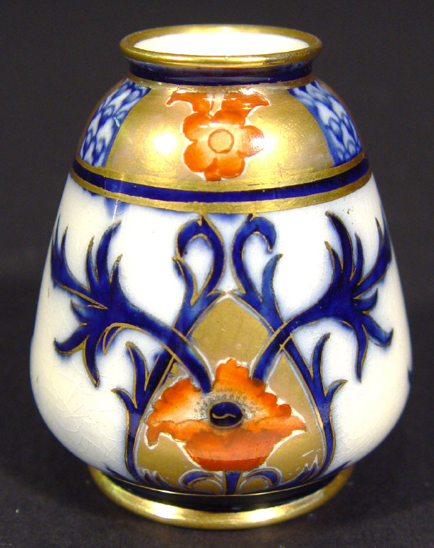 Appraisal: Miniature Moorcroft MacIntyre Aurelian vase with blue printed and gilt