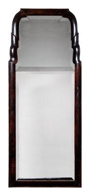 Appraisal: Queen Anne walnut looking glass two possibly original beveled mirror