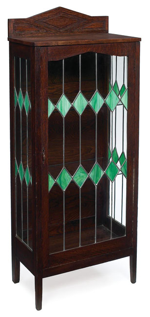 Appraisal: Arts amp Crafts china cabinet single door with leaded diamond