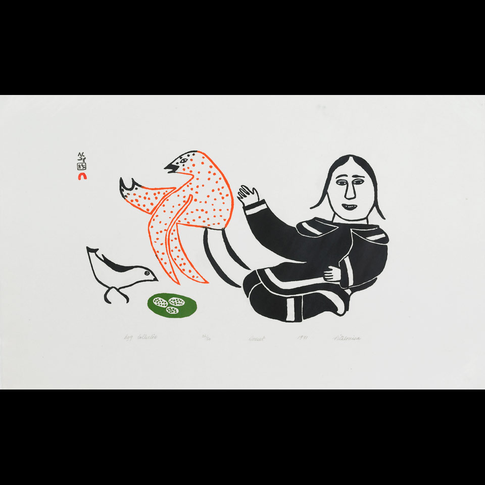 Appraisal: PITALOOSIE SAILA - E - Cape Dorset EGG COLLECTOR stonecut