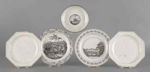 Appraisal: Five creamware plates early th c largest - dia