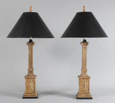 Appraisal: A Pair of Neo Classical Gilt Metal Columnar Base Lamps