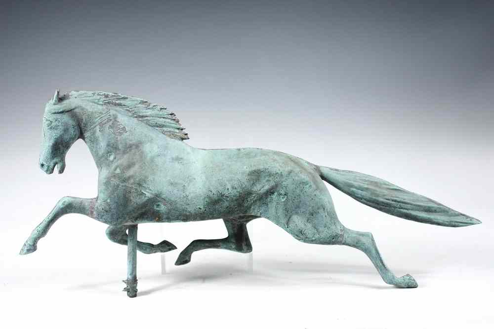 Appraisal: COPPER WEATHERVANE - Hollow Copper Full-Body Running Horse Weathervane ''