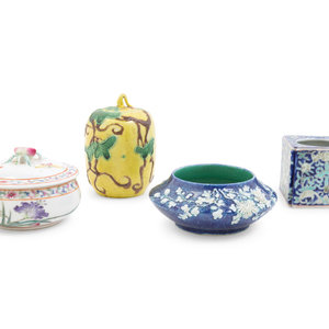 Appraisal: Four Chinese Porcelain Scholar's Objects TH CENTURY comprising a famille