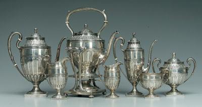 Appraisal: Seven piece sterling tea service in hot water urn with